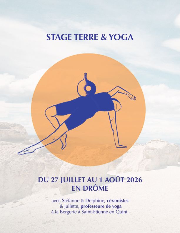 Affiche : stage terre & yoga, du 27 juillet au 1er août 2026 en Drôme